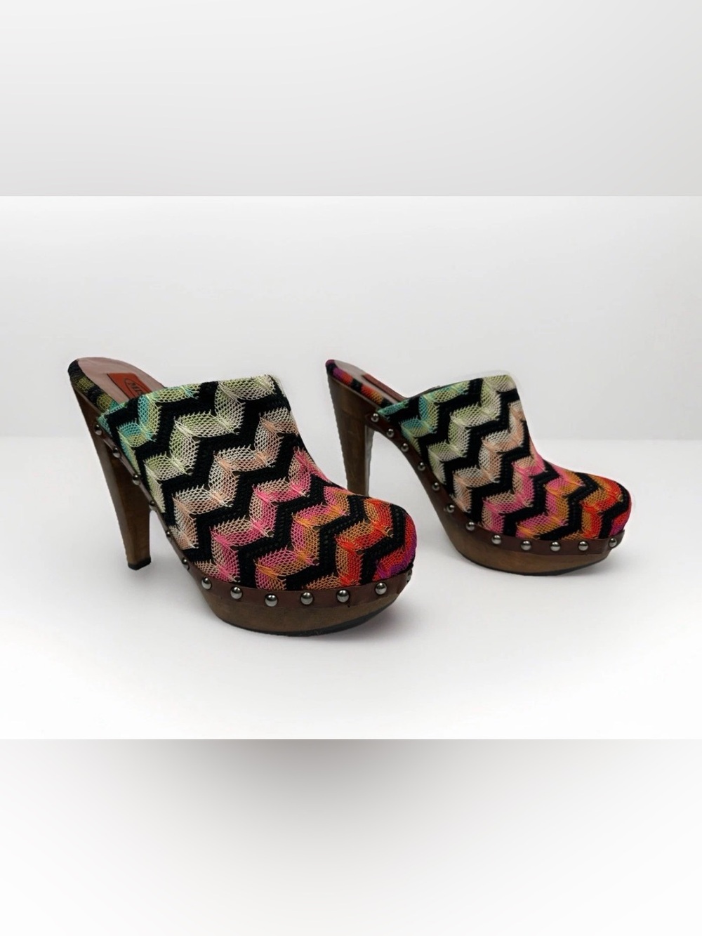 ✨🌈 NEW Missoni Multicolor Knit Knotted Platform Clog Sandals EU 38 Y2K ✨